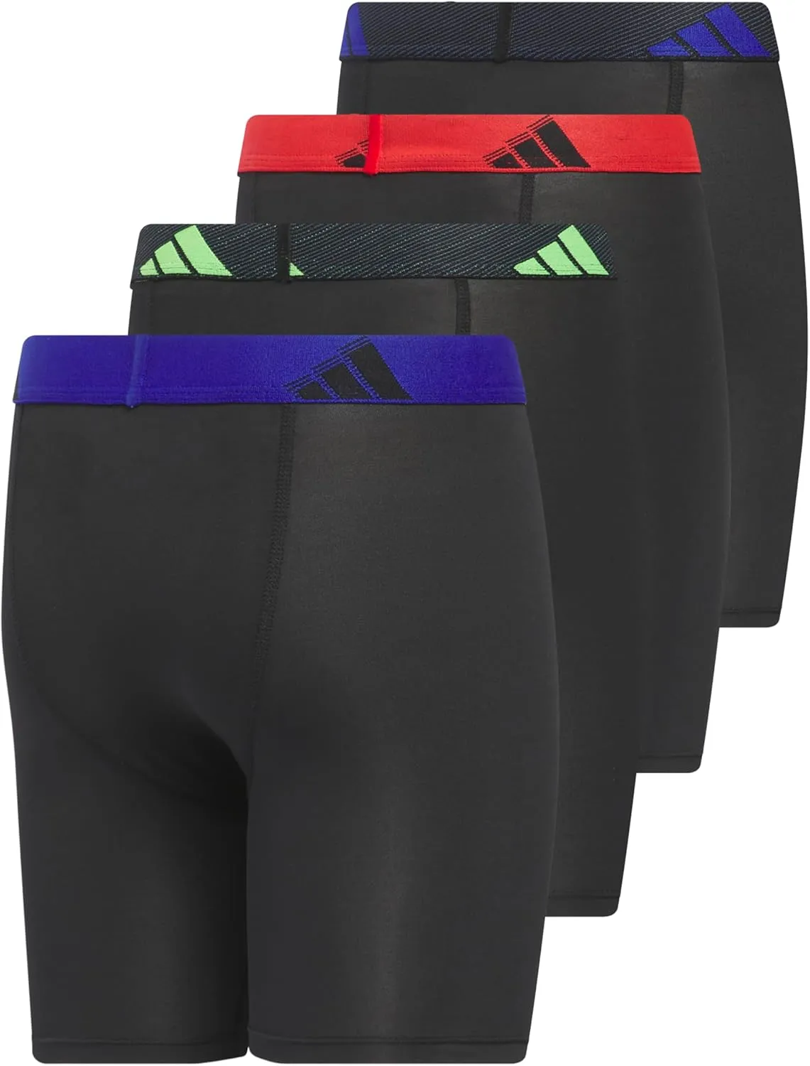 adidas Boys' Athletic Fit Microfiber Long Boxer Brief Underwear Designed for Active Sport and All Day Comfort (4 Pack)