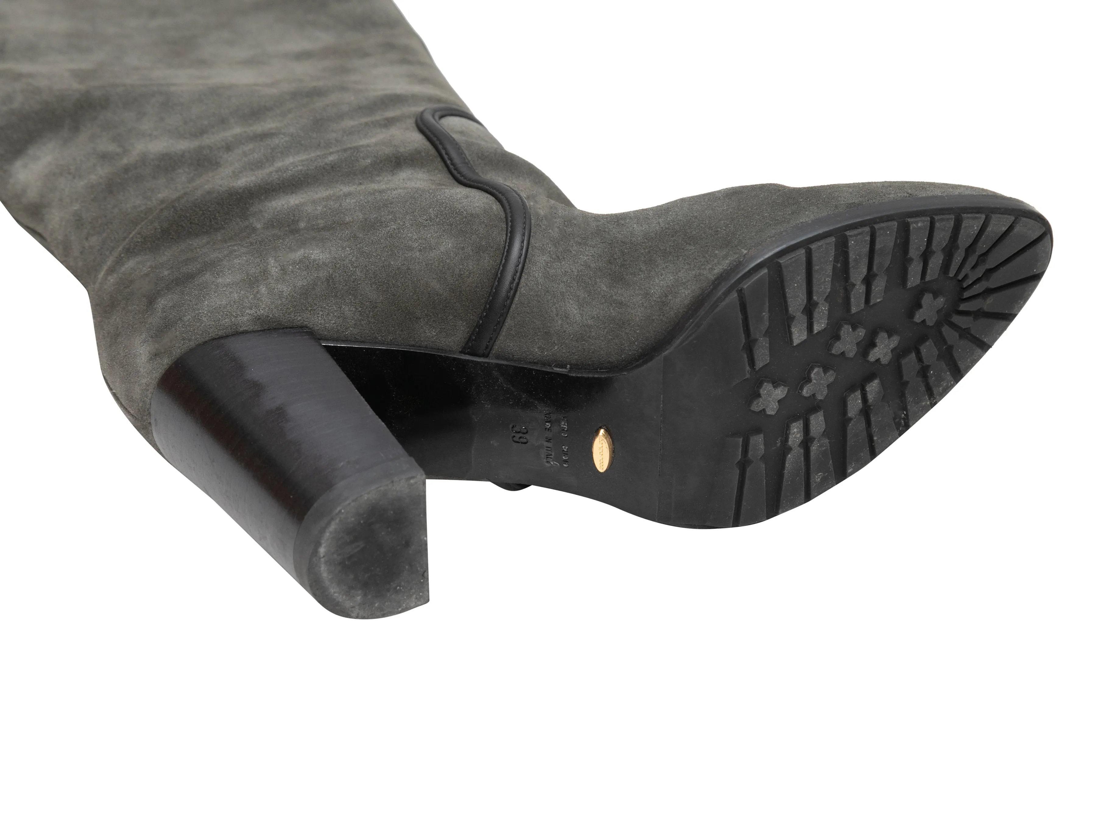 Charcoal Sergio Rossi Suede Pointed-Toe Knee-High Boots Size 39