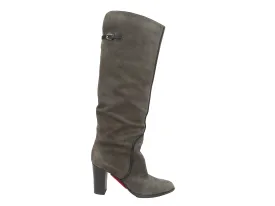 Charcoal Sergio Rossi Suede Pointed-Toe Knee-High Boots Size 39
