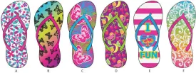 girls tropical inspired basic flip flops Case of 72