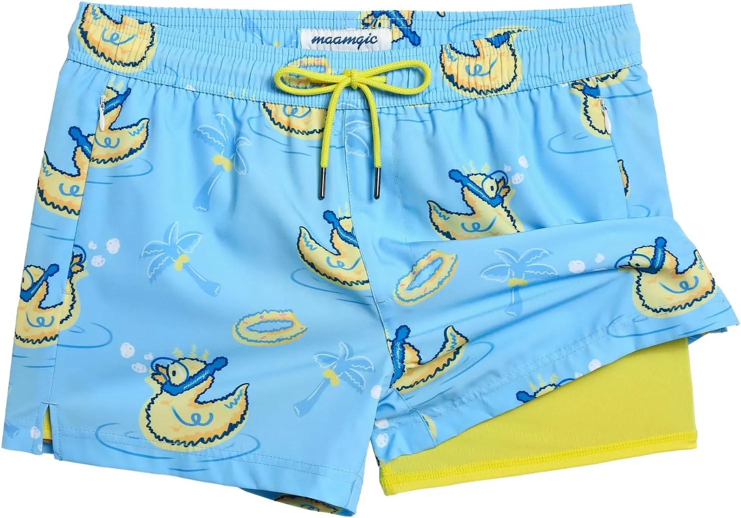 maamgic Mens Swim Trunks with Compression Liner Short Stretch Mens Bathing Suit Quick Dry Swimming Trunks Swimsuit