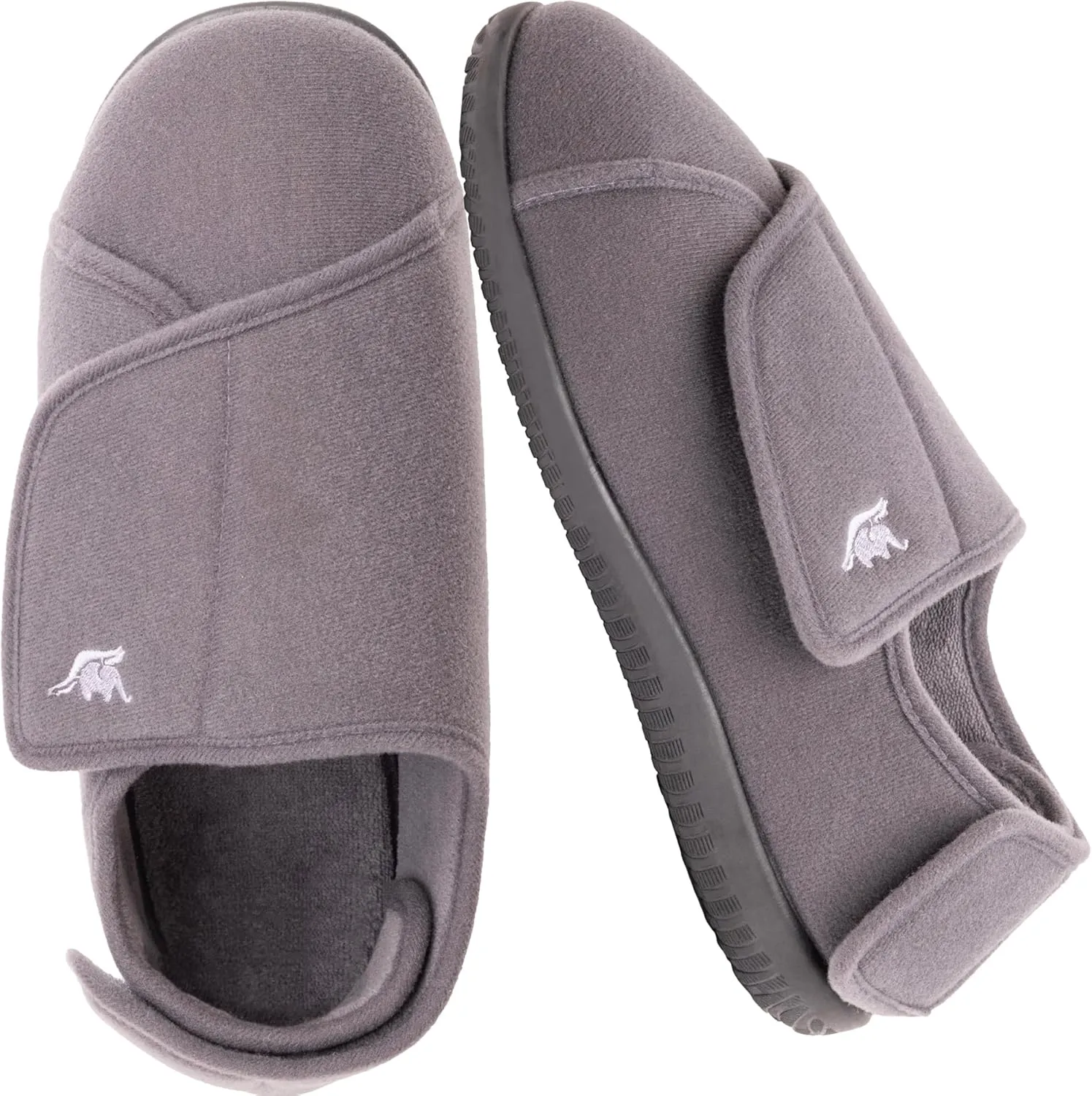 Men's Memory Foam Diabetic Slippers with Adjustable Closure, Extra Wide Comfy Warm Plush Fleece Arthritis Edema Swollen Diabetic House Shoes Machine Washable with Anti Slip Sole