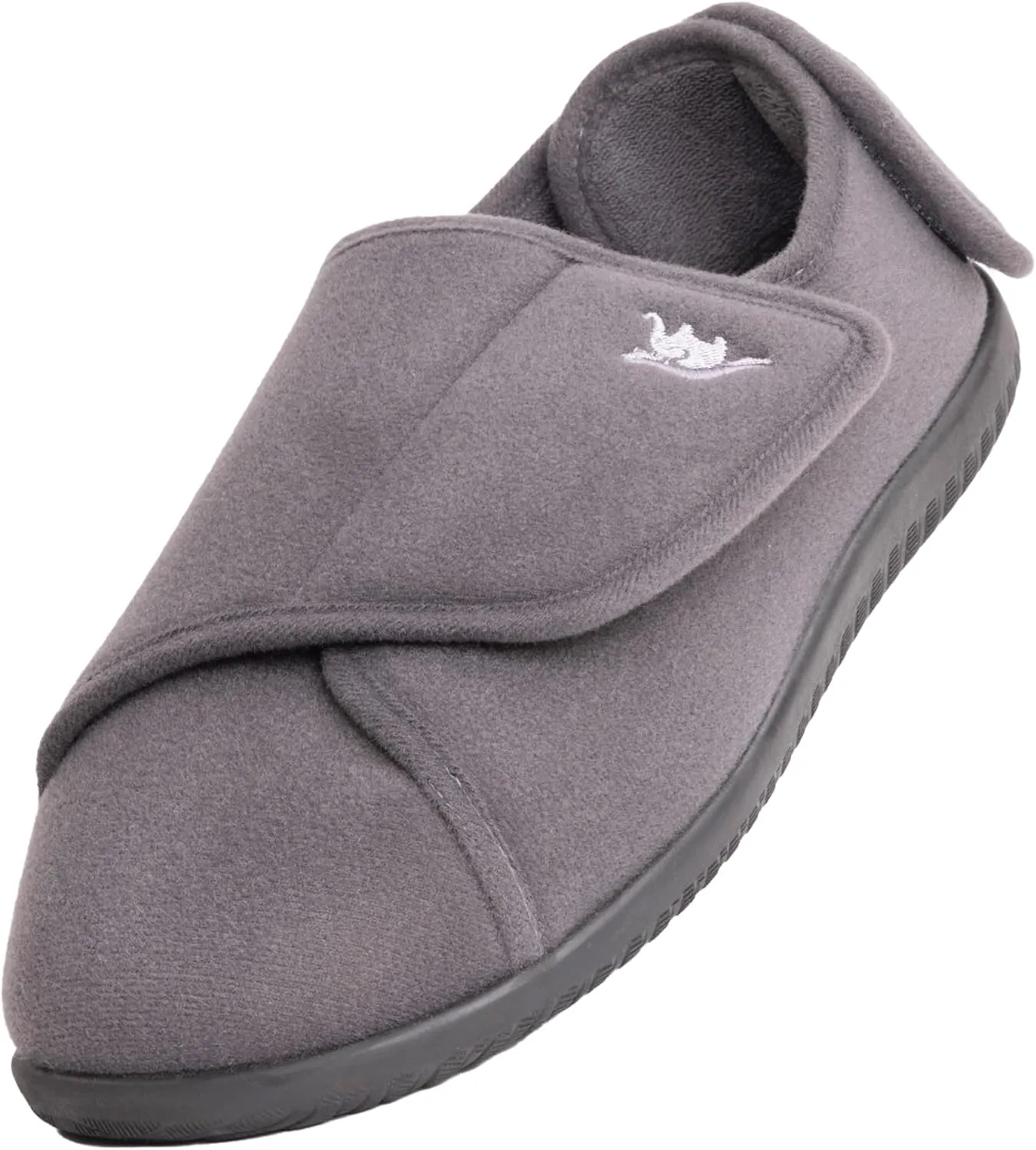Men's Memory Foam Diabetic Slippers with Adjustable Closure, Extra Wide Comfy Warm Plush Fleece Arthritis Edema Swollen Diabetic House Shoes Machine Washable with Anti Slip Sole