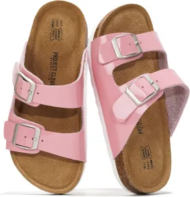 Project Cloud Genuine Leather Slides For Kids - Natural Cork Footbed Summer Sandals Beach Slide Sandals for Girls & Boys - Non-Slip Boys & Girls Sandals (Little Venita)