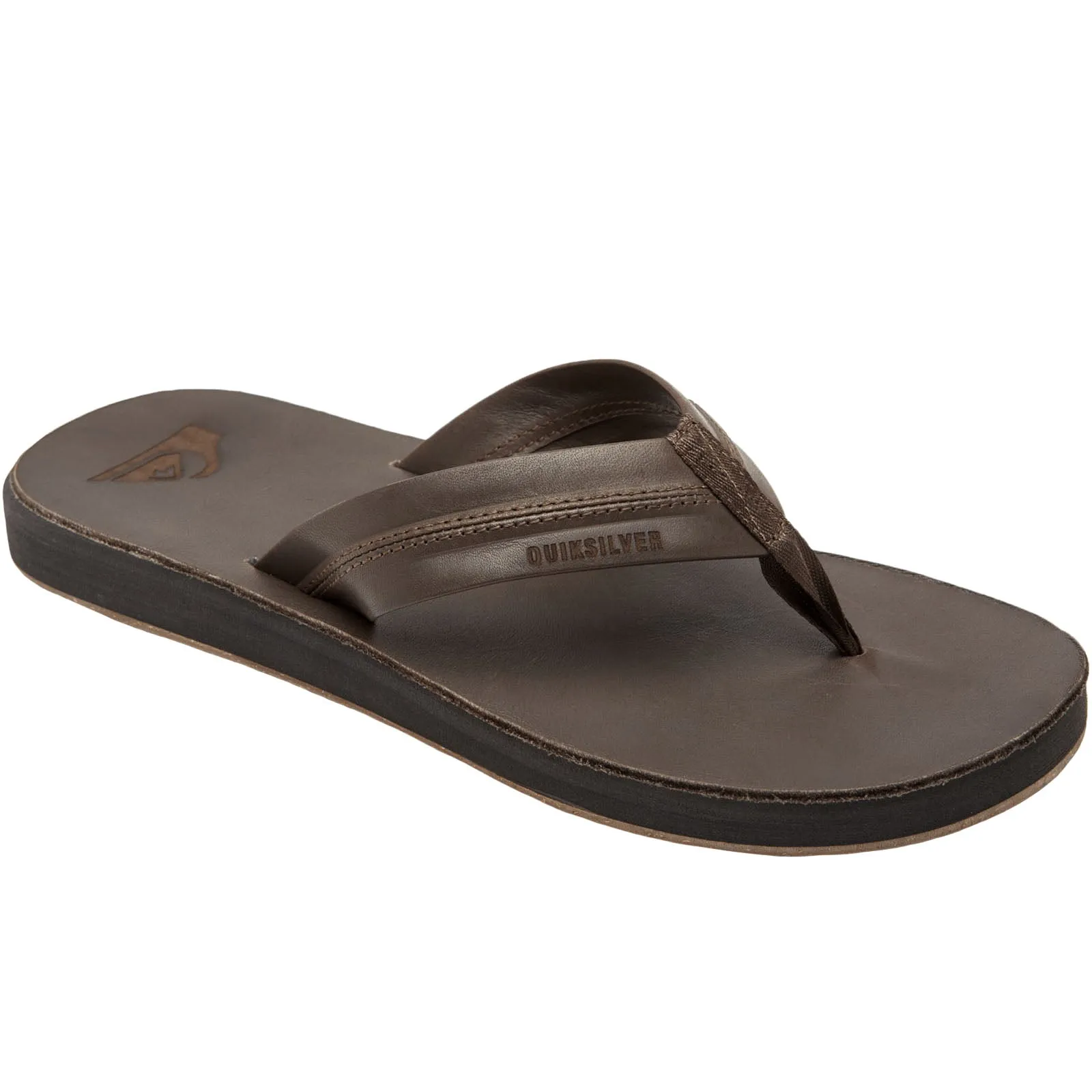 Quiksilver Mens Carver Natural Leather Flip Flops - Brown