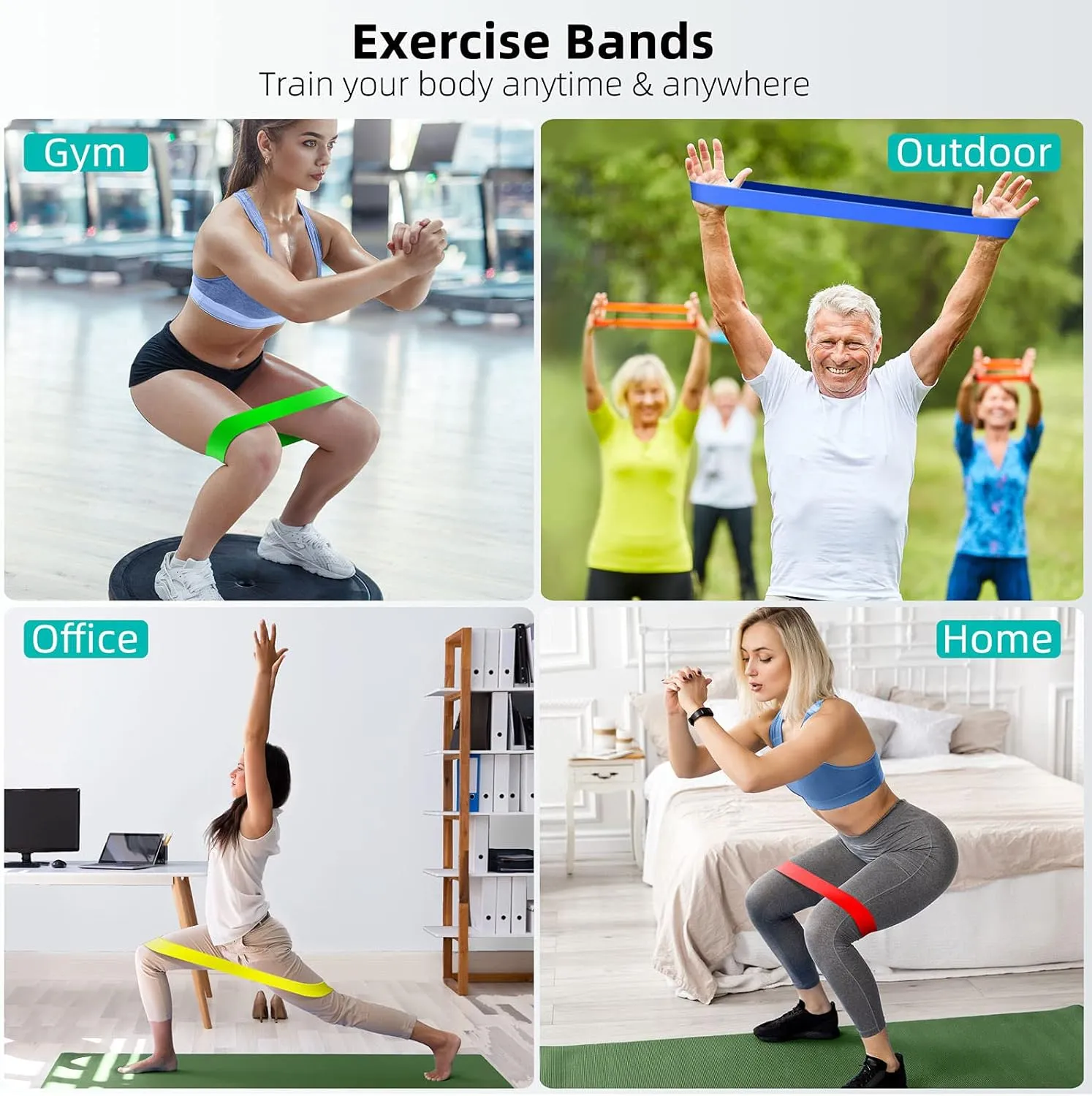 Resistance Bands for Working Out, Elastic Exercice Loop Bands for Physical Therapy, Yoga Starter Set of Stretch Bands for Booty Legs, Pilates Flexbands