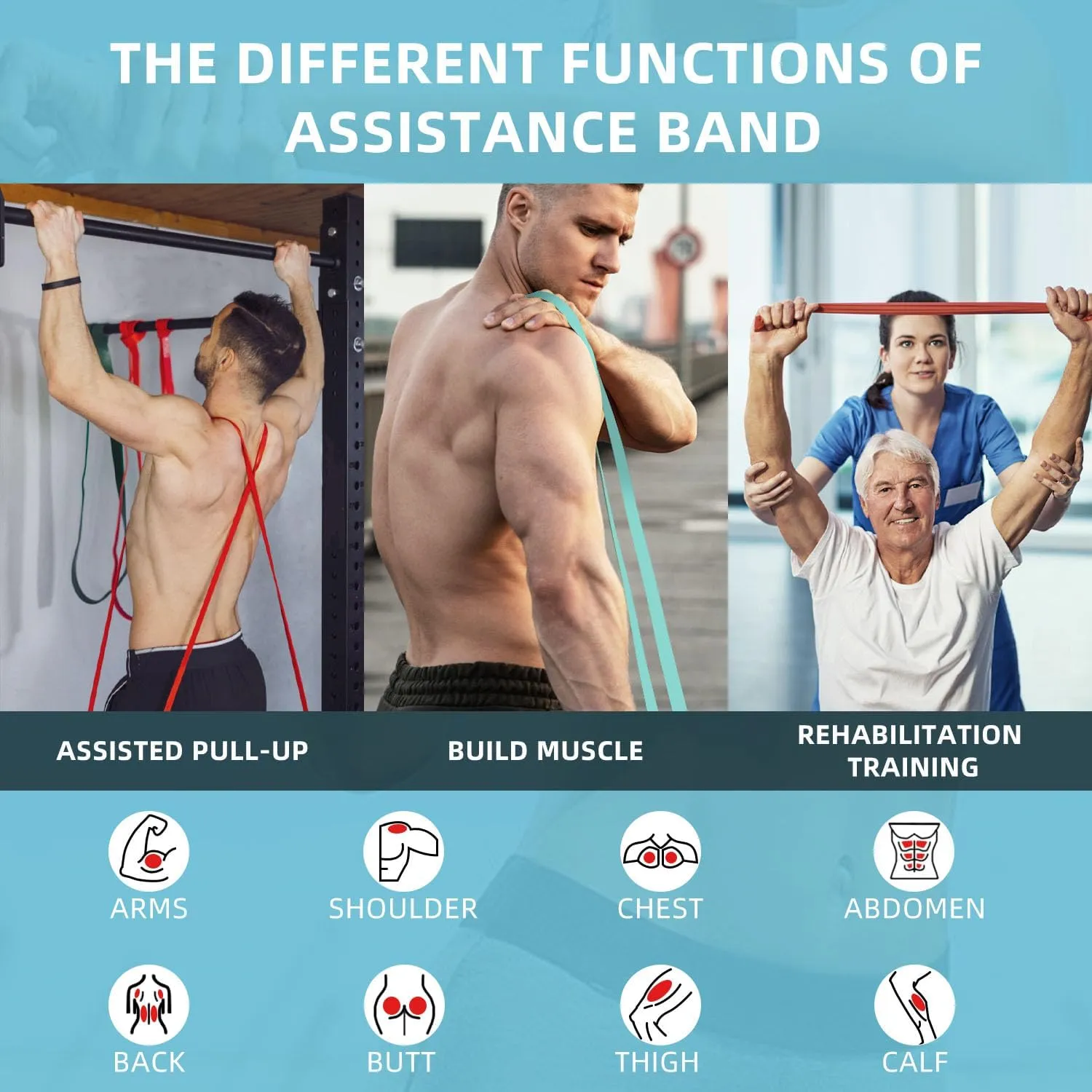 Resistance Bands, Pull Up Bands, Pull Up Assist Band Exercise Resistance Bands for Men & Women Working Out, Body Stretching, Physical Therapy, Muscle Training