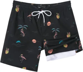 SURF CUZ Mens Swim Trunks with Compression Liner Quick Dry Swim Shorts 7" Swimming Trunks Stretch Bathing Suit 7 Inch